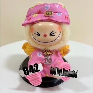 042,-5 Piece CC Outfit W/bucket hat,Shoes and Necklace Charm for Labubu(No Doll)